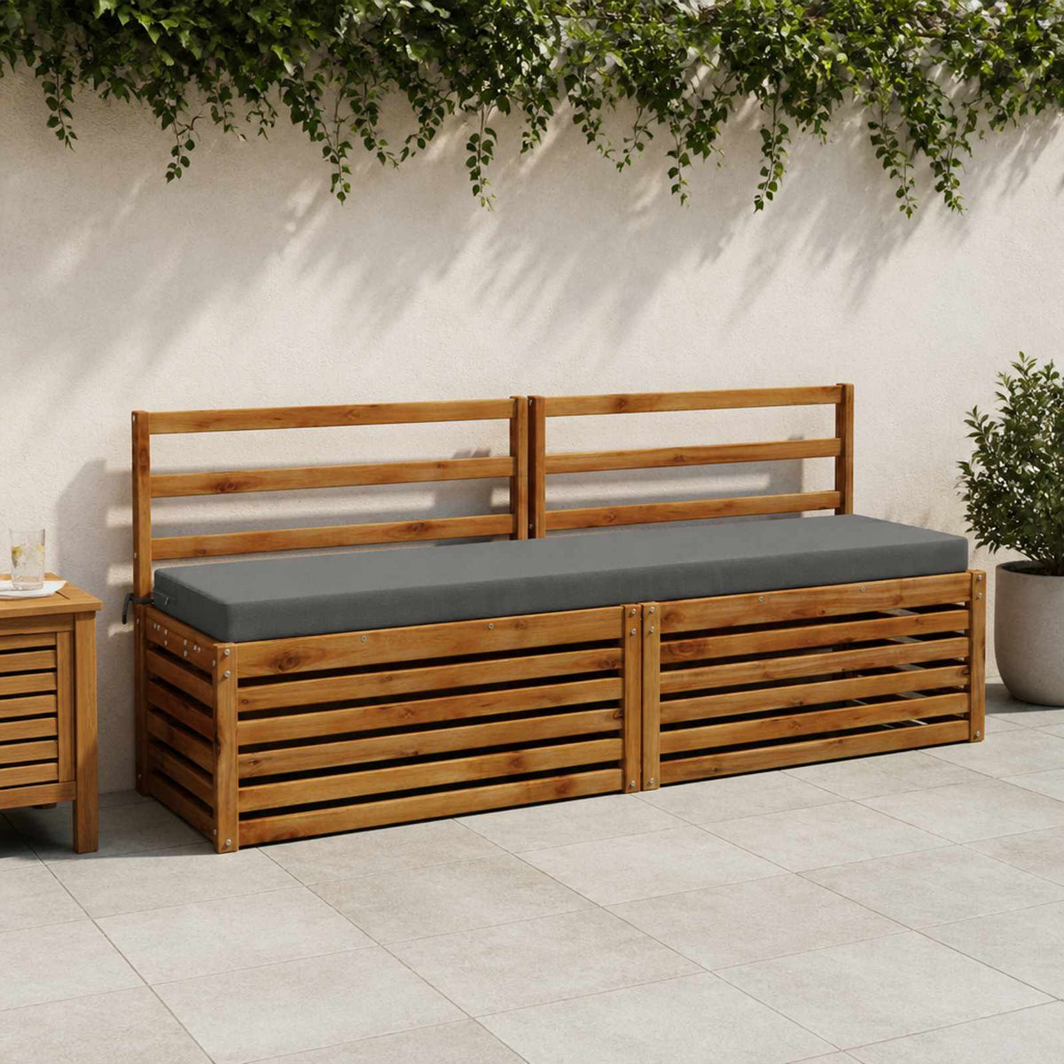 Bench Cushions SOEST 2 pcs 100% Polyester Grey 170 x 40 x 8 cm