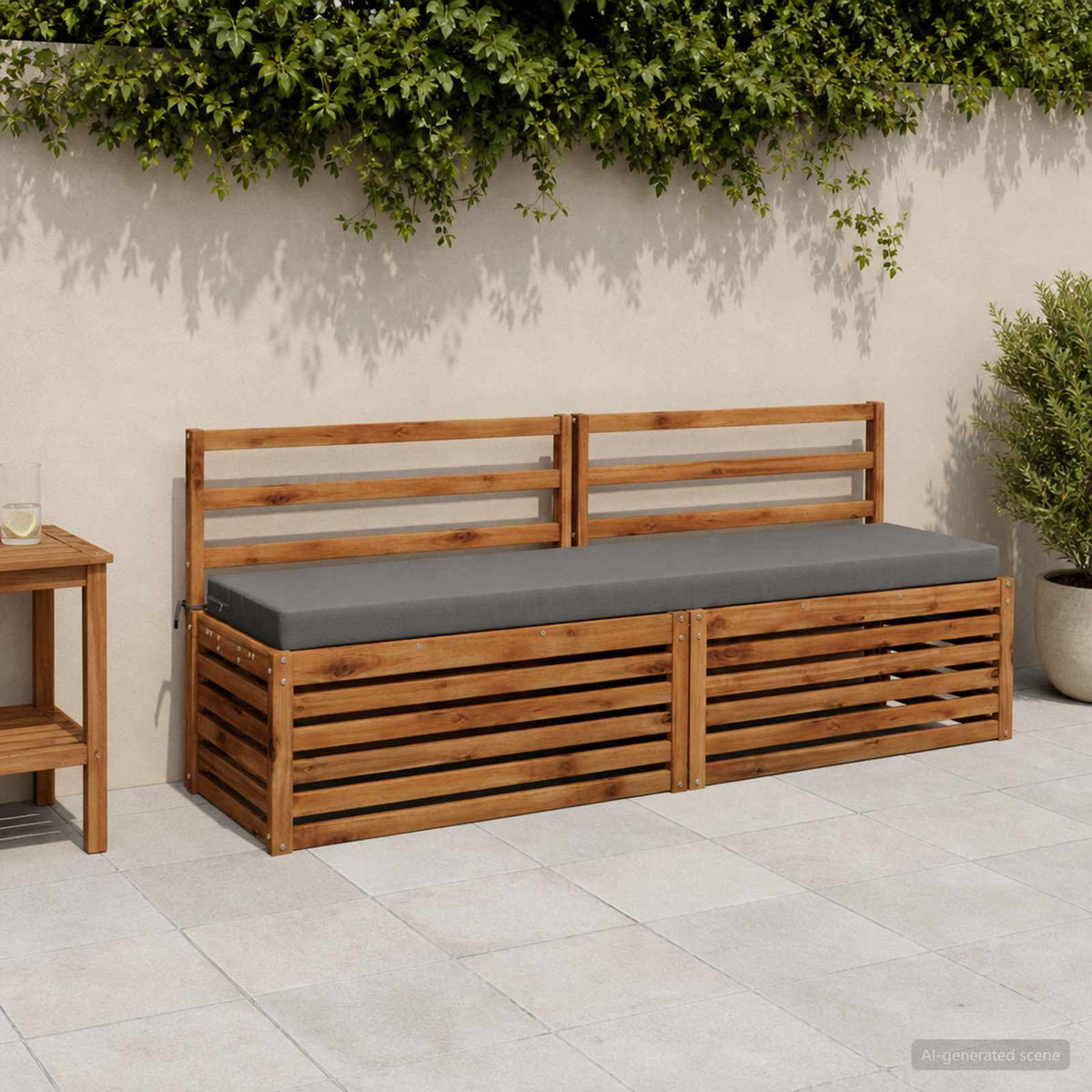 Bench Cushion SOEST 100% Polyester Grey 180 x 40 x 8 cm