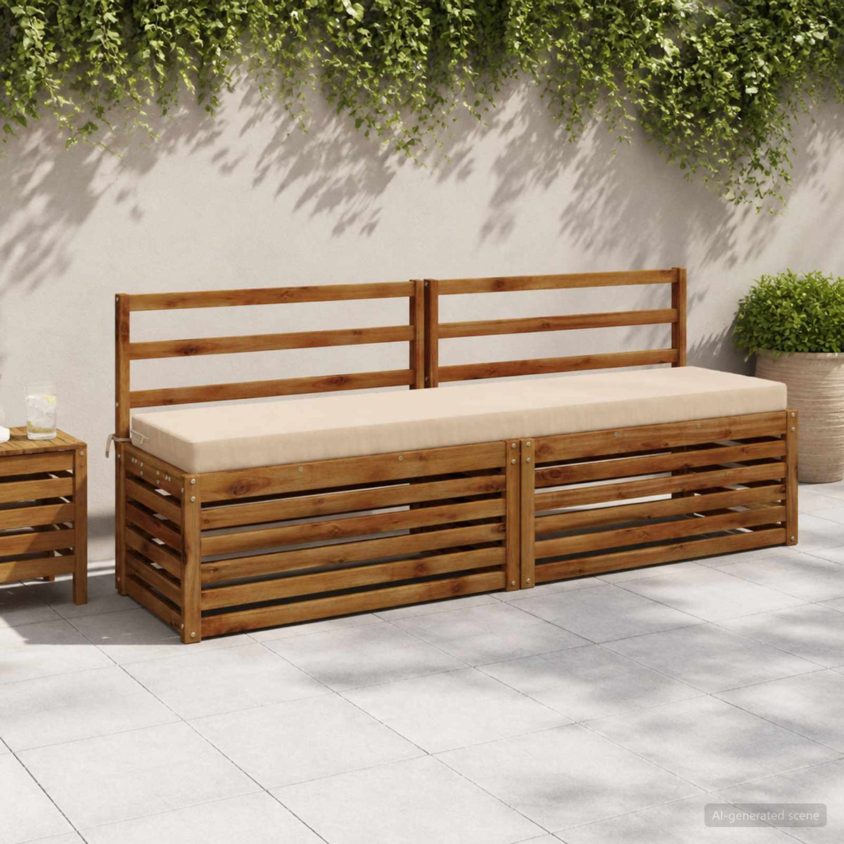 Bench Cushion SOEST 100% Polyester Cream 180 x 40 x 8 cm