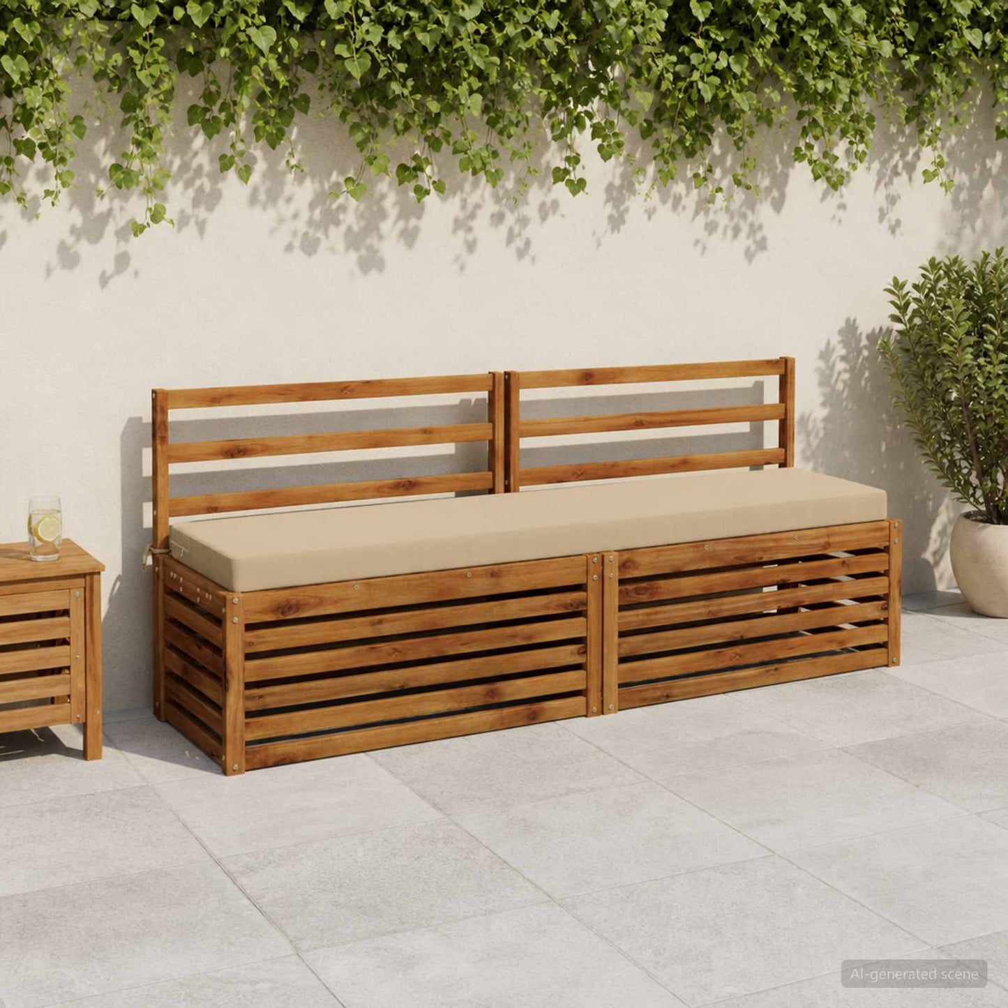 Bench Cushion SOEST 100% Polyester Beige 170 x 40 x 8 cm