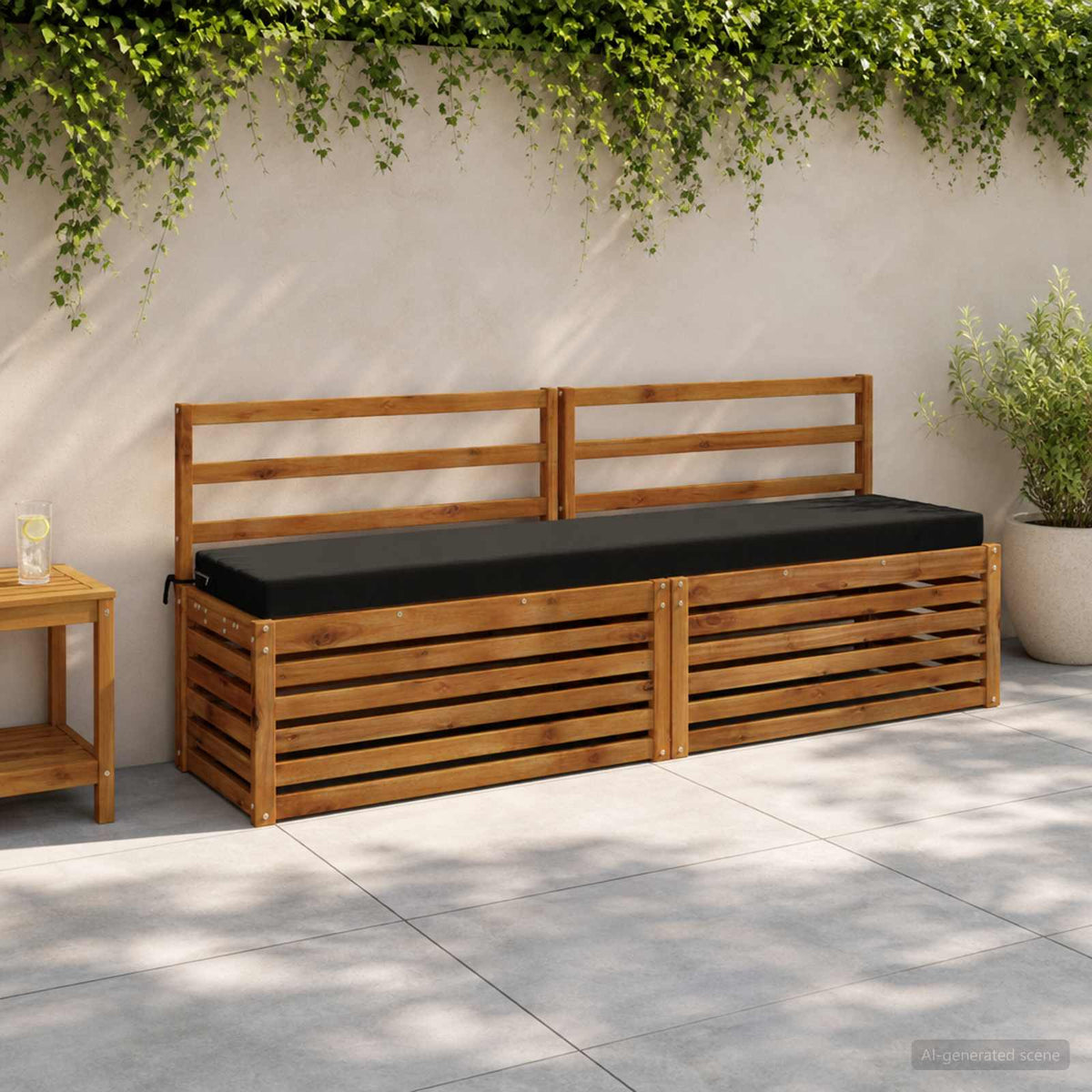 Bench Cushion SOEST 100% Polyester Black 170 x 40 x 8 cm