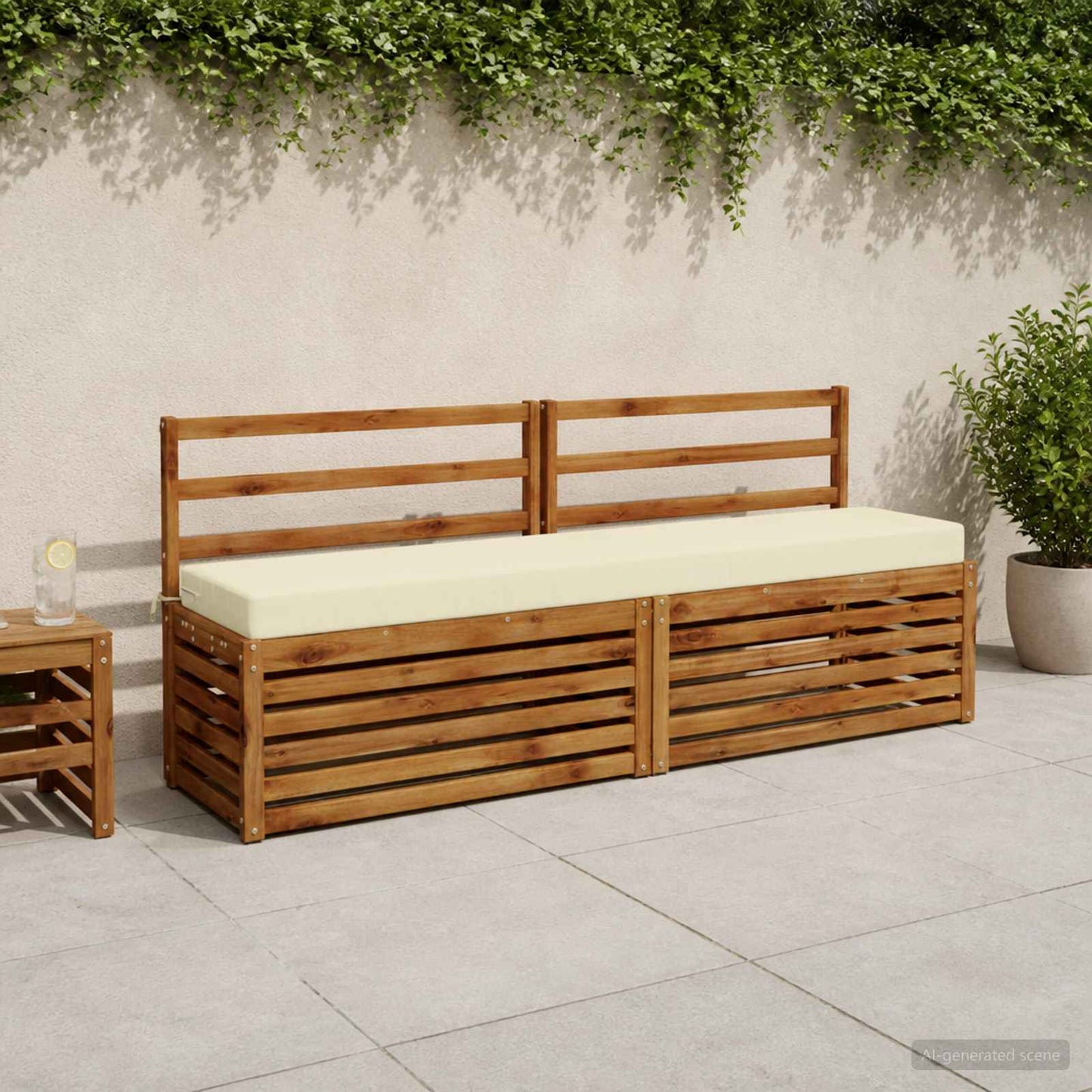 Bench Cushion SOEST 100% Polyester Cream 180 x 40 x 8 cm