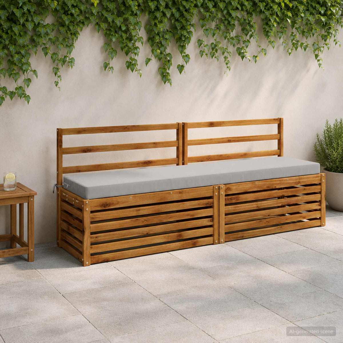 Bench Cushions SOEST 2 pcs 100% Polyester Grey 180 x 40 x 8 cm