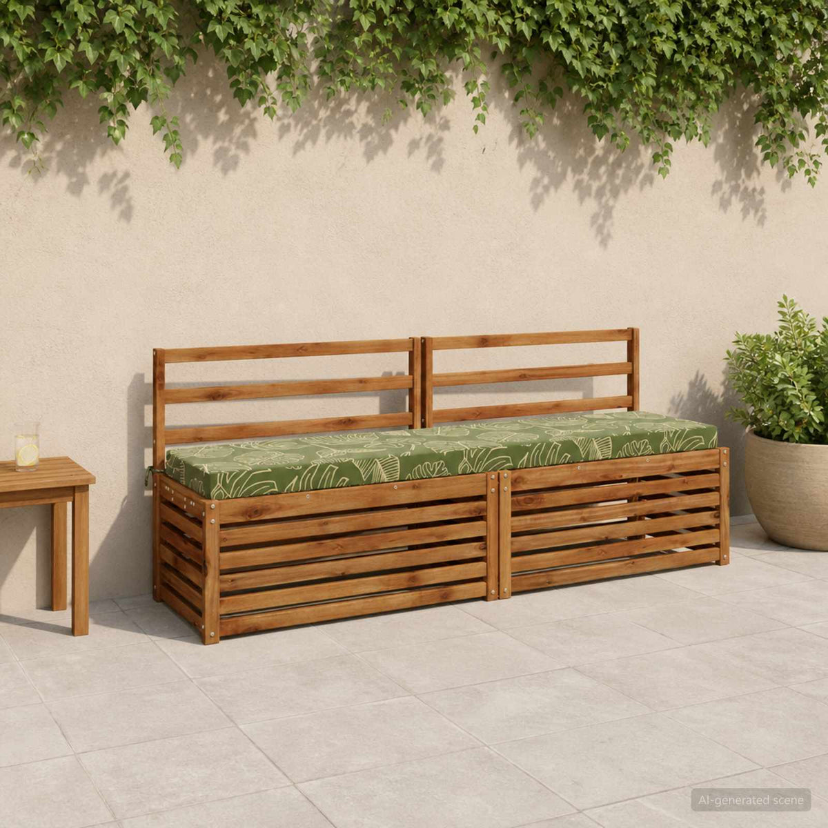 Bench Cushion SOEST 100% Polyester Leaf Design 180 x 40 x 8 cm