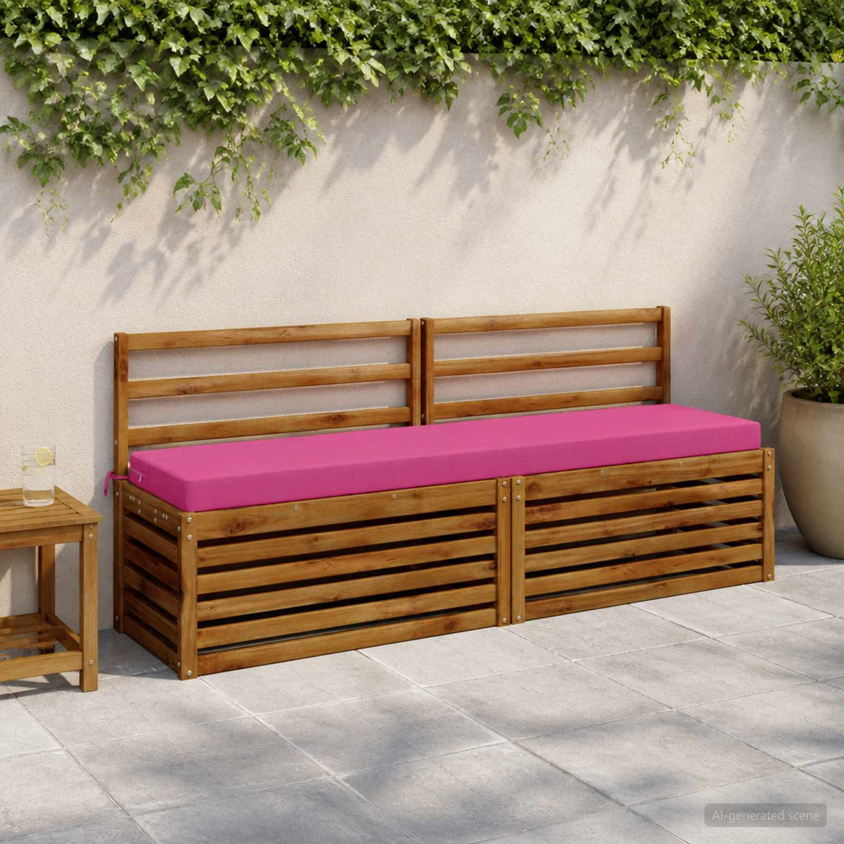 Bench Cushion SOEST 100% Polyester Pink 180 x 40 x 8 cm