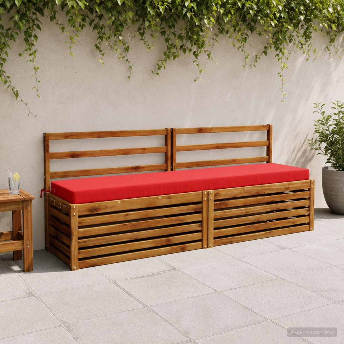 Bench Cushion SOEST 100% Polyester Red 170 x 40 x 8 cm
