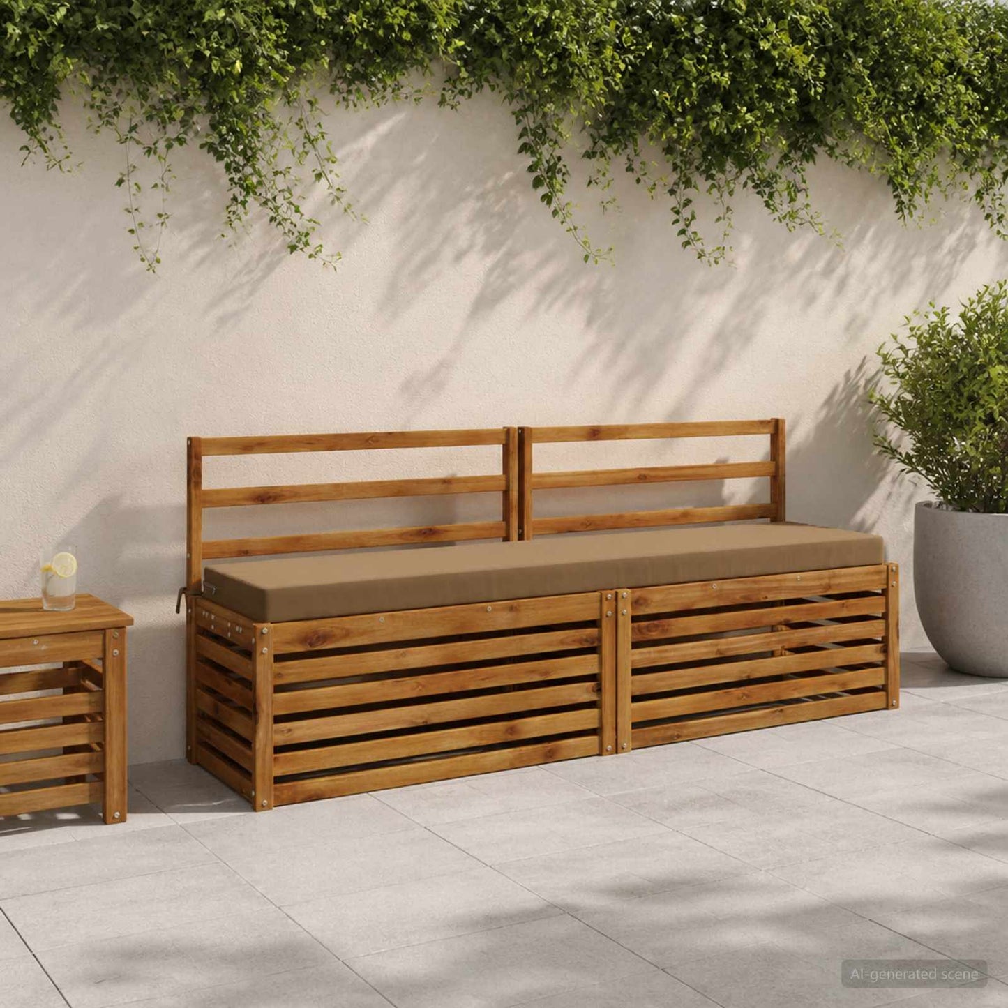 Bench Cushion SOEST 100% Polyester Taupe 180 x 40 x 8 cm