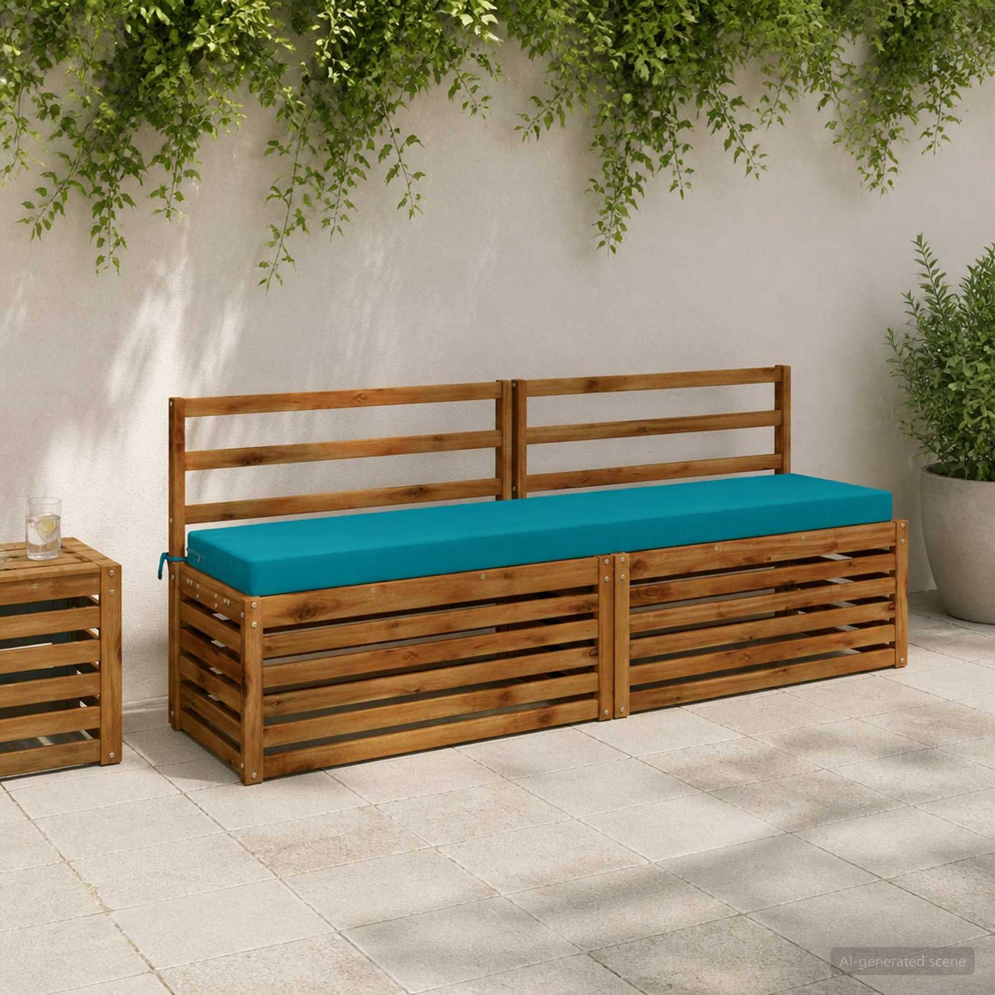 Bench Cushion SOEST 100% Polyester Turquoise 170 x 40 x 8 cm