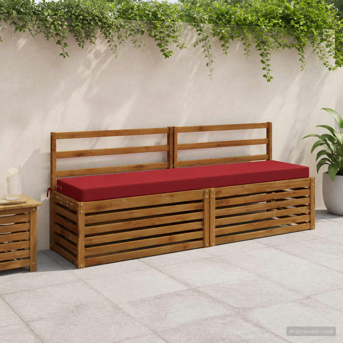 Bench Cushion SOEST 100% Polyester Wine Red 170 x 40 x 8 cm