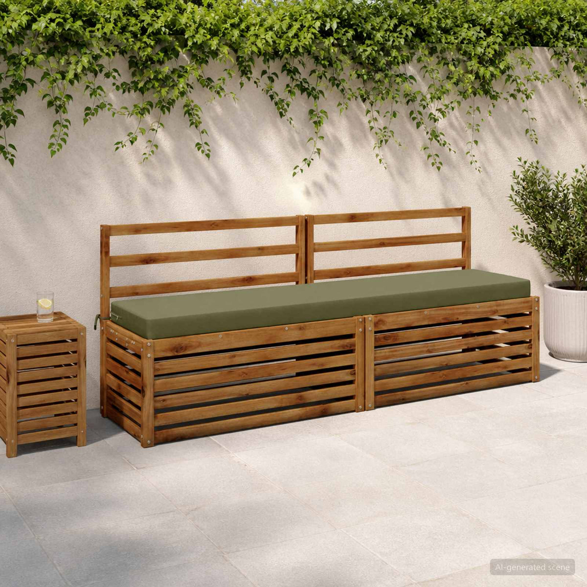 2-Piece Bench Cushions SOEST 2 pcs 100% Polyester Olive Green