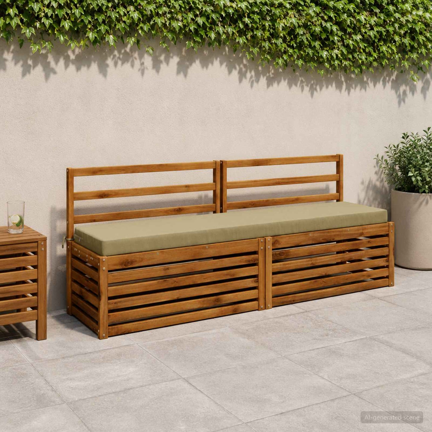 Bench Cushion SOEST 100% Polyester Light Green 200 x 40 x 8 cm