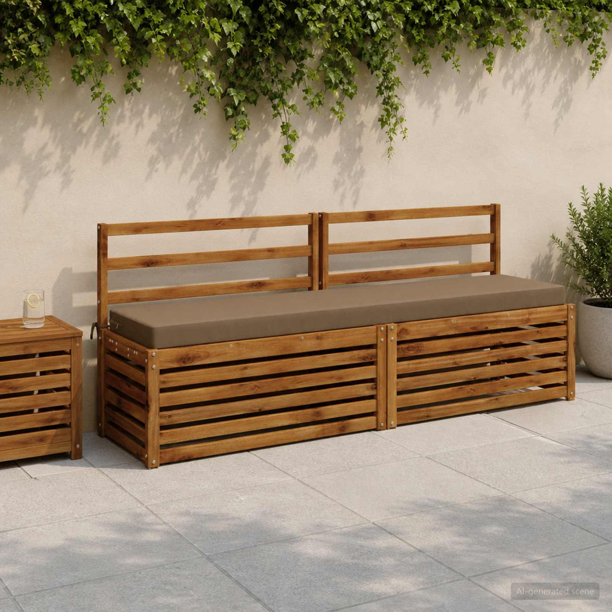 Bench Cushions SOEST 2 pcs 100% Polyester Taupe 200 x 40 x 8 cm