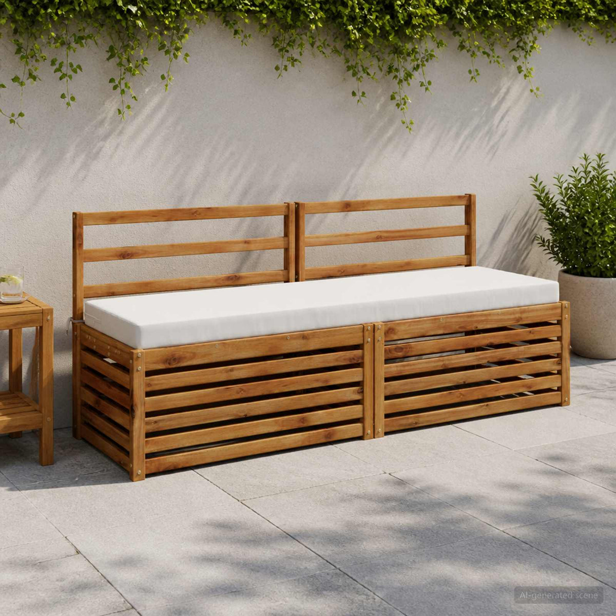 Bench Cushions SOEST 2 pcs 100% Polyester White 200 x 40 x 8 cm