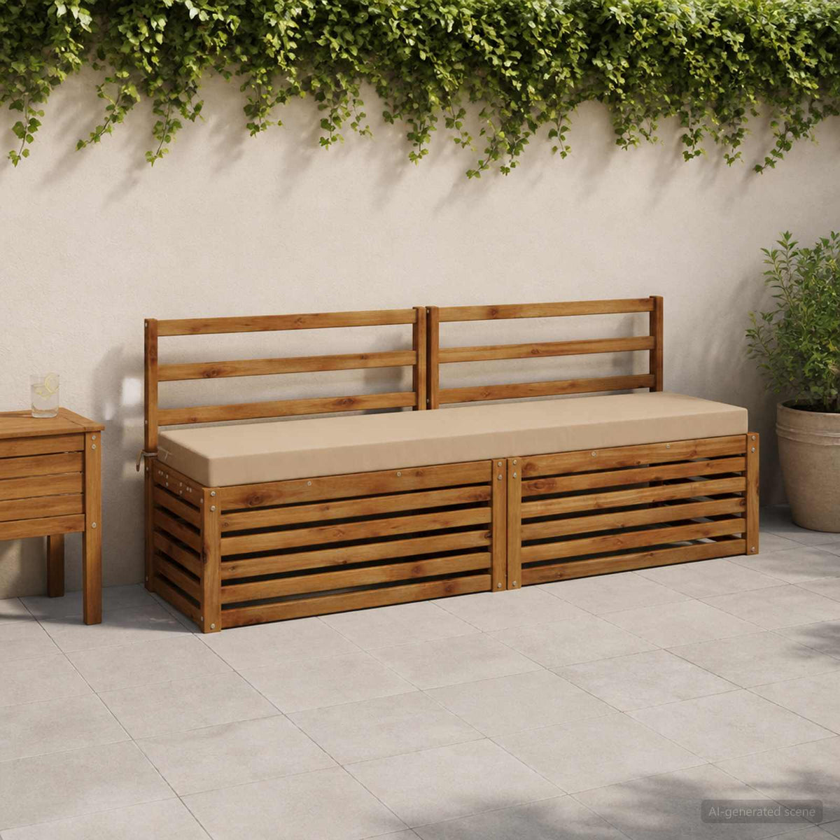Bench Cushions SOEST 2 pcs 100% Polyester Sand 200 x 40 x 8 cm