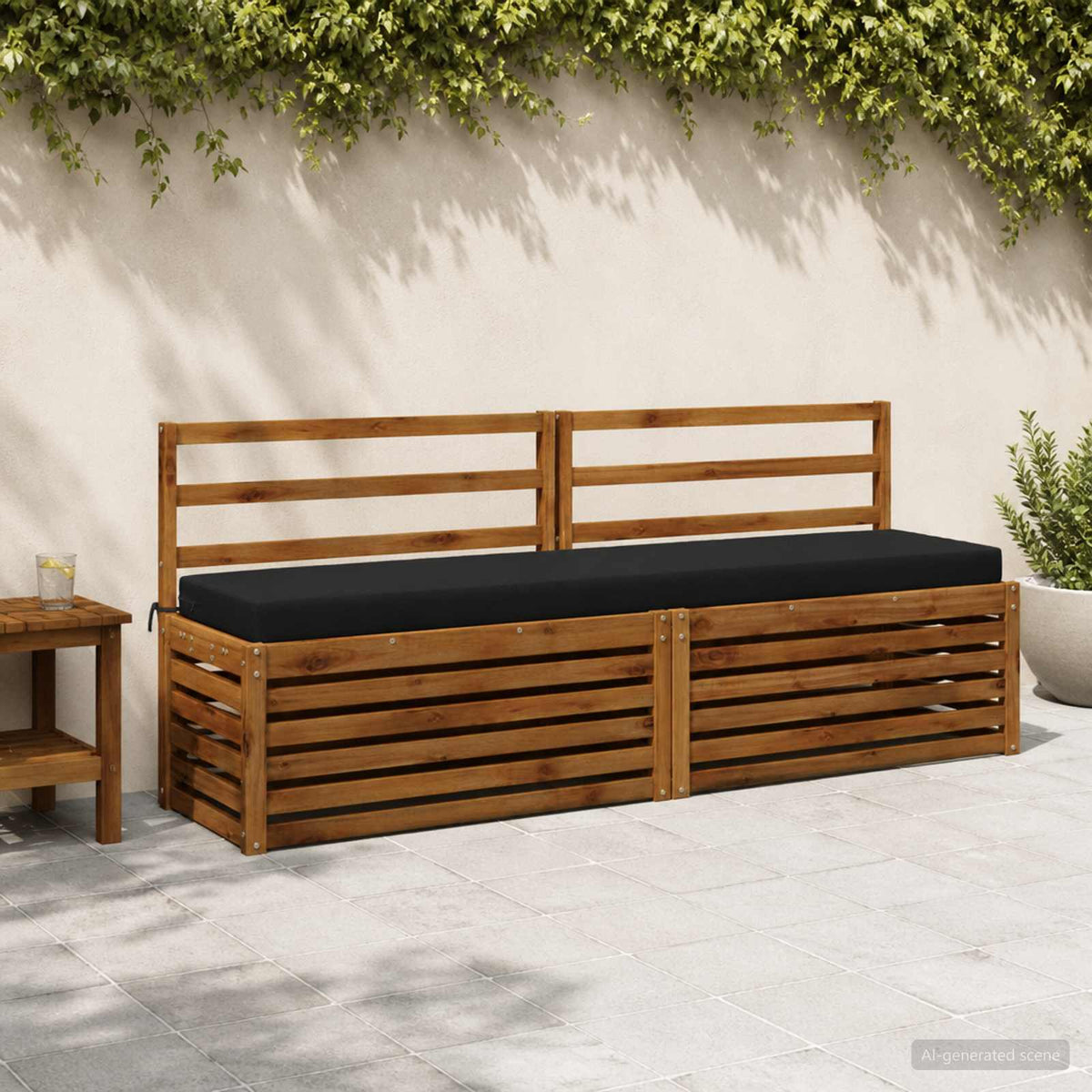 2-Piece Bench Cushions SOEST 2 pcs 100% Polyester Black