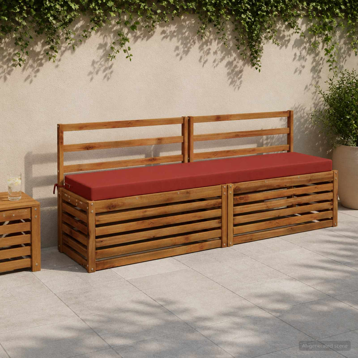 Bench Cushions SOEST 2 pcs 100% Polyester Red 200 x 40 x 8 cm