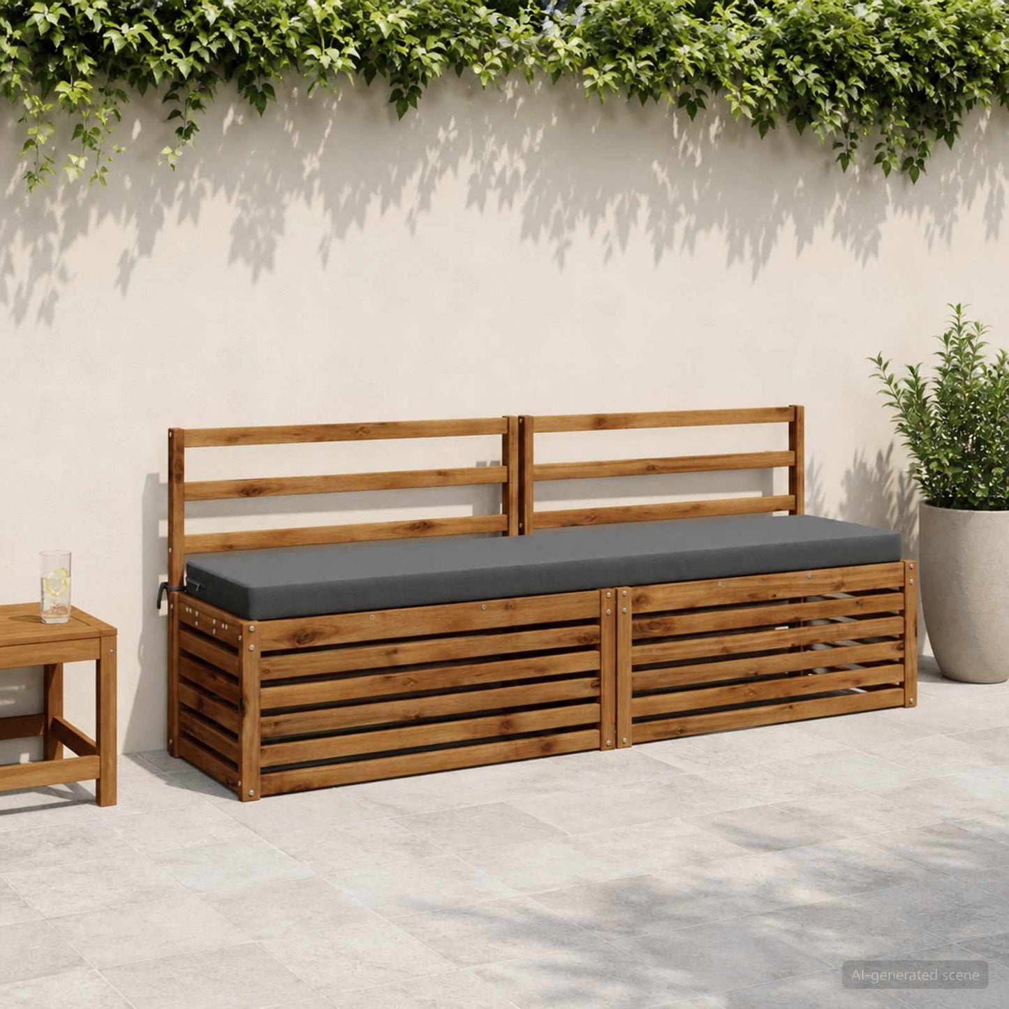 Bench Cushion SOEST 100% Polyester Grey 200 x 40 x 8 cm