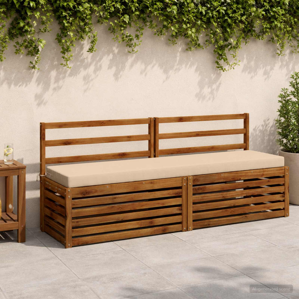 Bench Cushion SOEST 100% Polyester Cream 200 x 40 x 8 cm