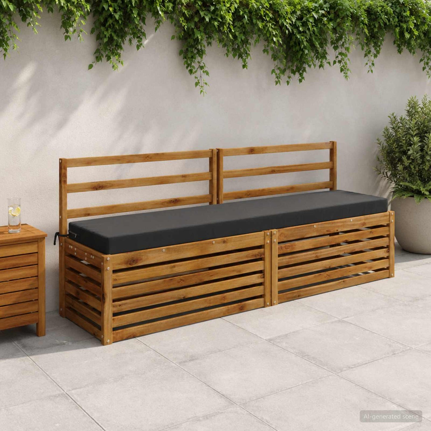 Bench Cushion SOEST 100% Polyester Anthracite 200 x 40 x 8 cm