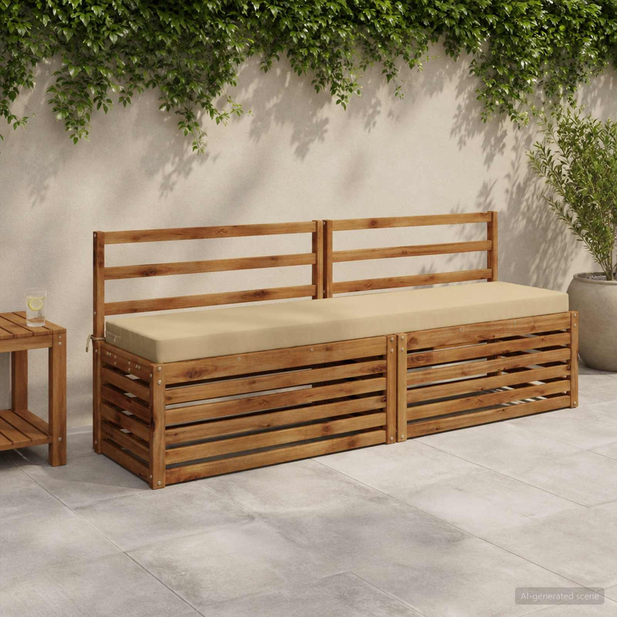 Bench Cushions SOEST 2 pcs 100% Polyester Beige 200 x 40 x 8 cm