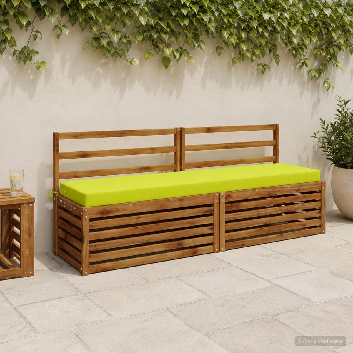 2-Piece Bench Cushions SOEST 2 pcs 100% Polyester Bright Green