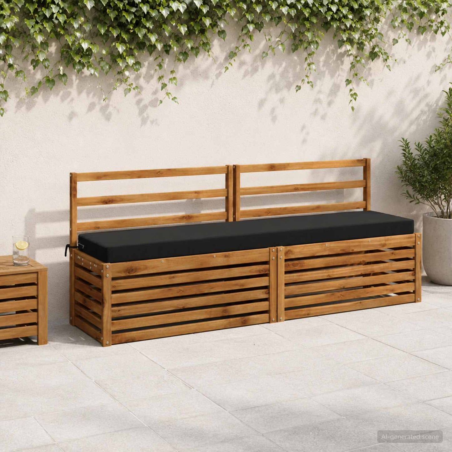 2-Piece Bench Cushions SOEST 2 pcs 100% Polyester Black