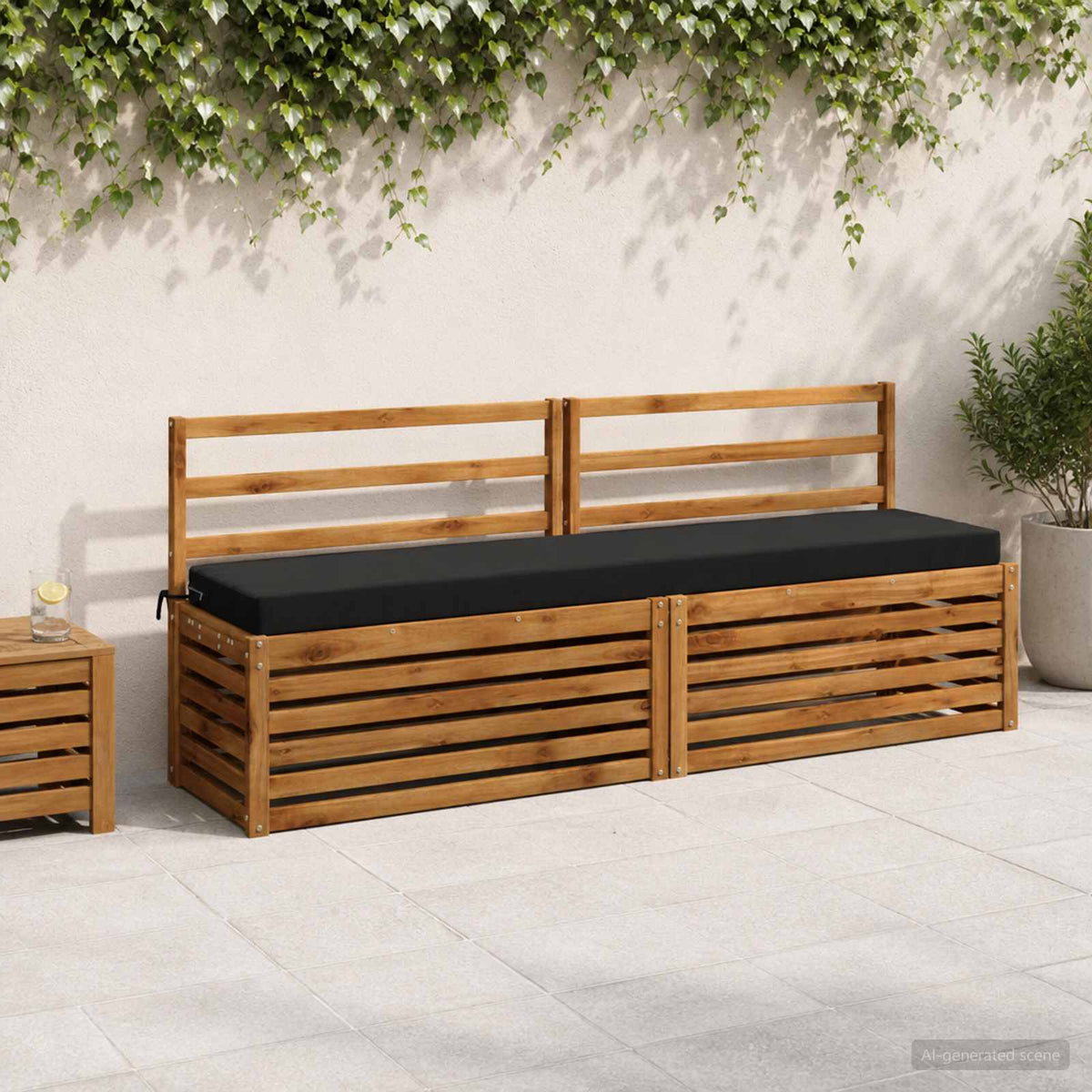 Bench Cushions SOEST 2 pcs 100% Polyester Black 200 x 40 x 8 cm