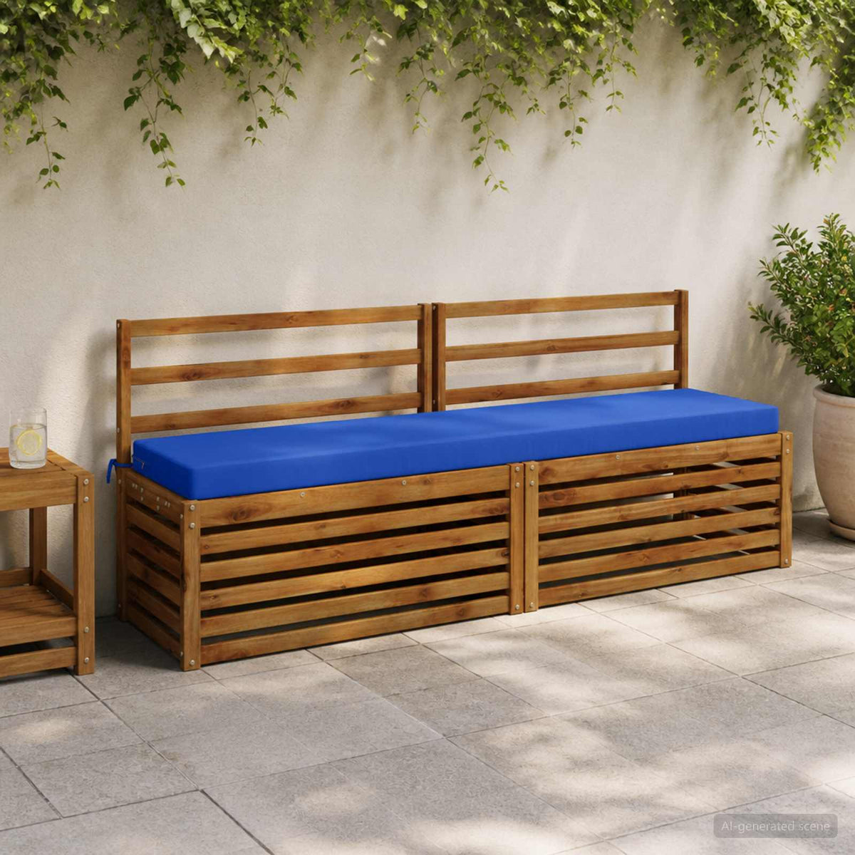 Bench Cushions SOEST 2 pcs 100% Polyester Royal Blue
