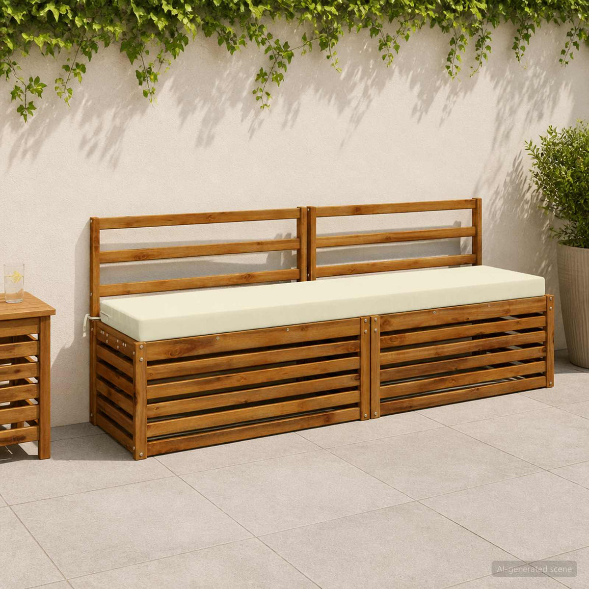 Bench Cushion SOEST 100% Polyester Cream 200 x 40 x 8 cm