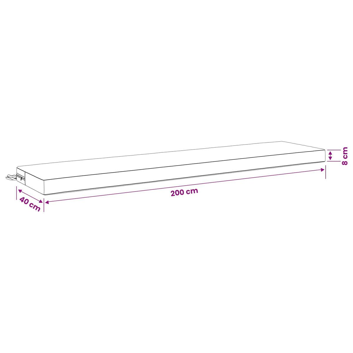 Bench Cushion SOEST 100% Polyester Multicolour 200 x 40 x 8 cm