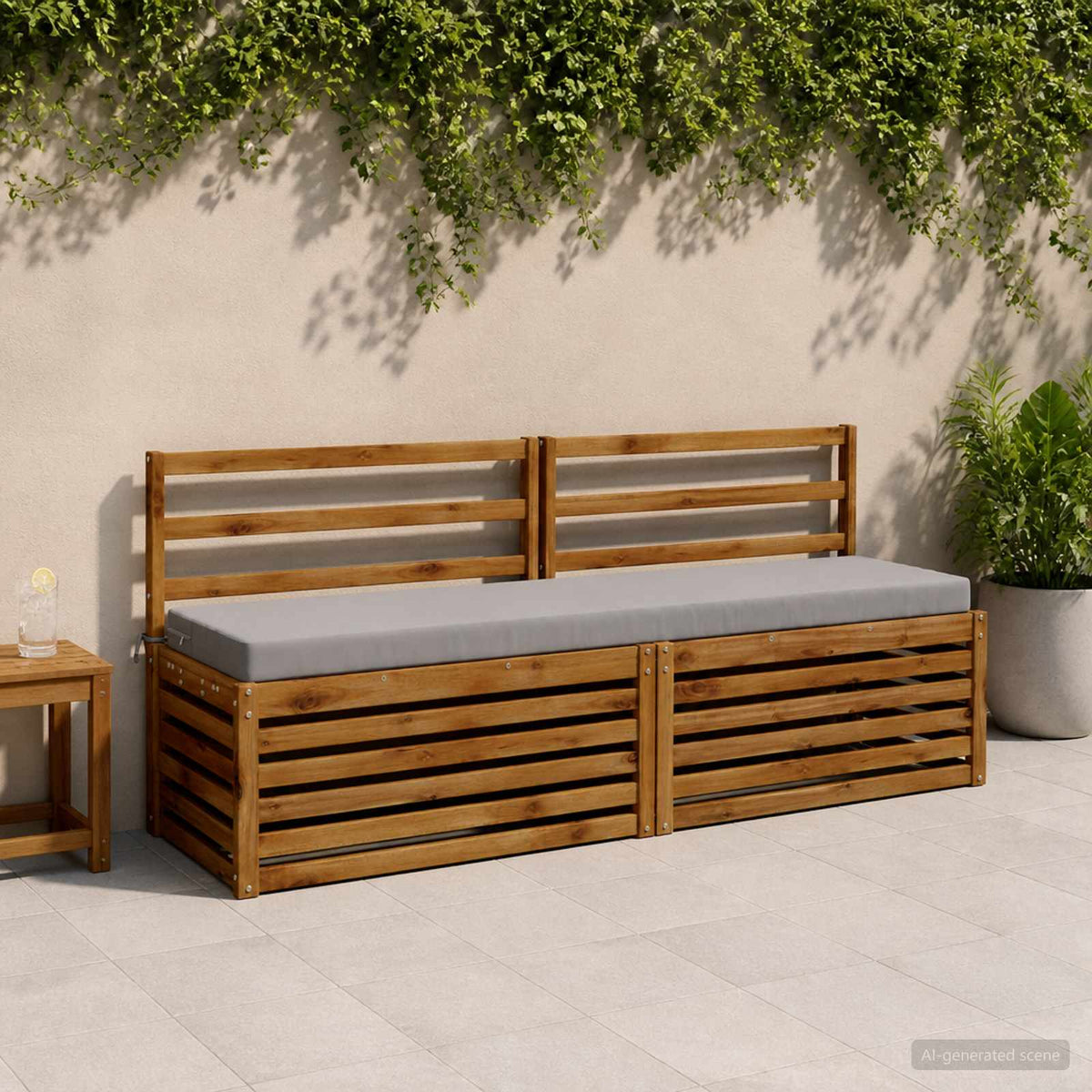 2-Piece Bench Cushions SOEST 2 pcs 100% Polyester Grey