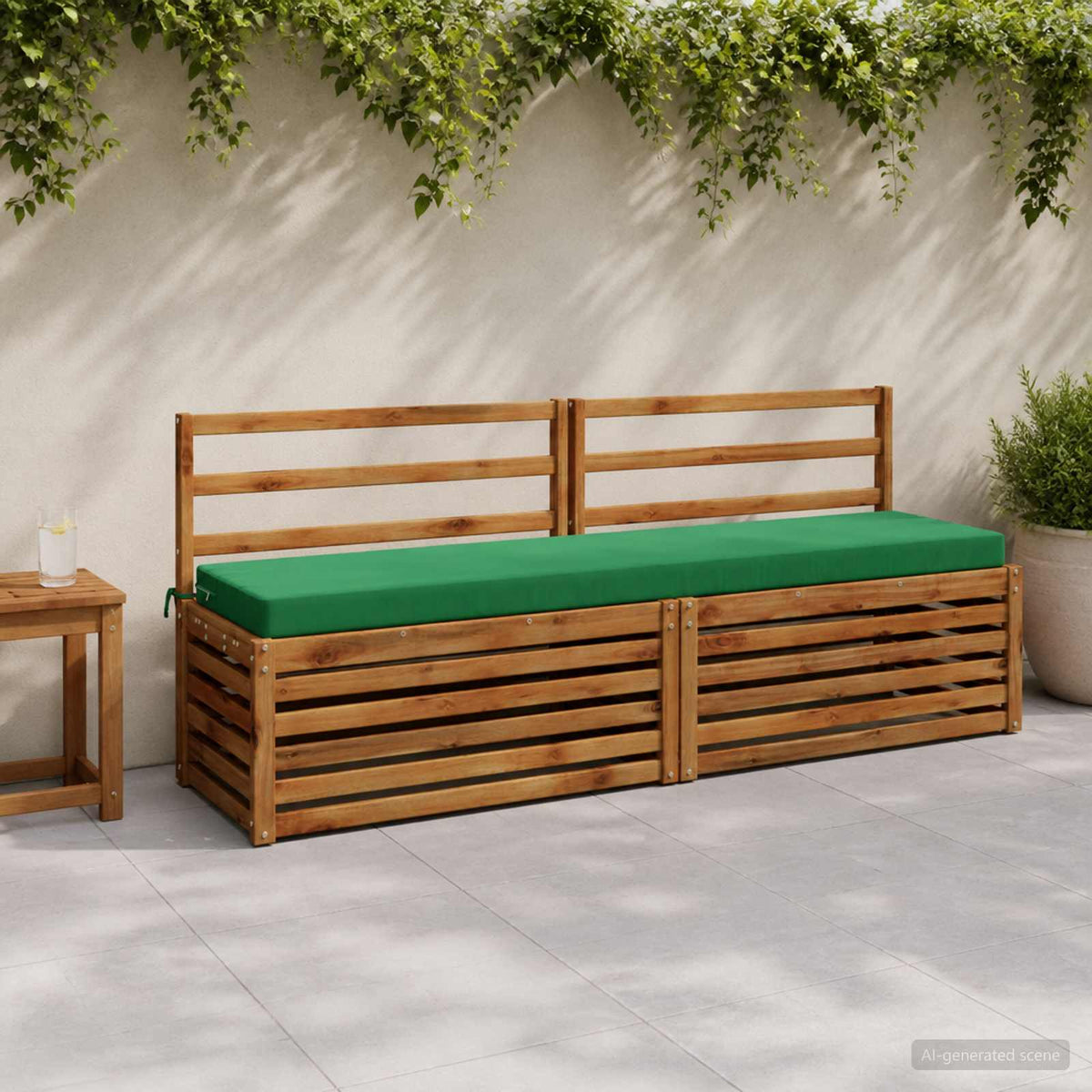 Bench Cushions SOEST 2 pcs 100% Polyester Green 200 x 40 x 8 cm