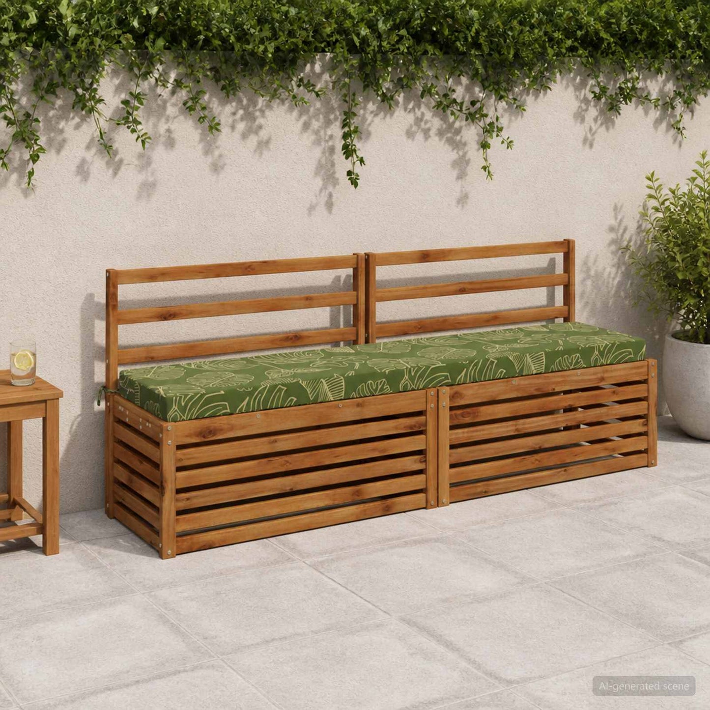 Bench Cushion SOEST 100% Polyester Leaf Design 200 x 40 x 8 cm