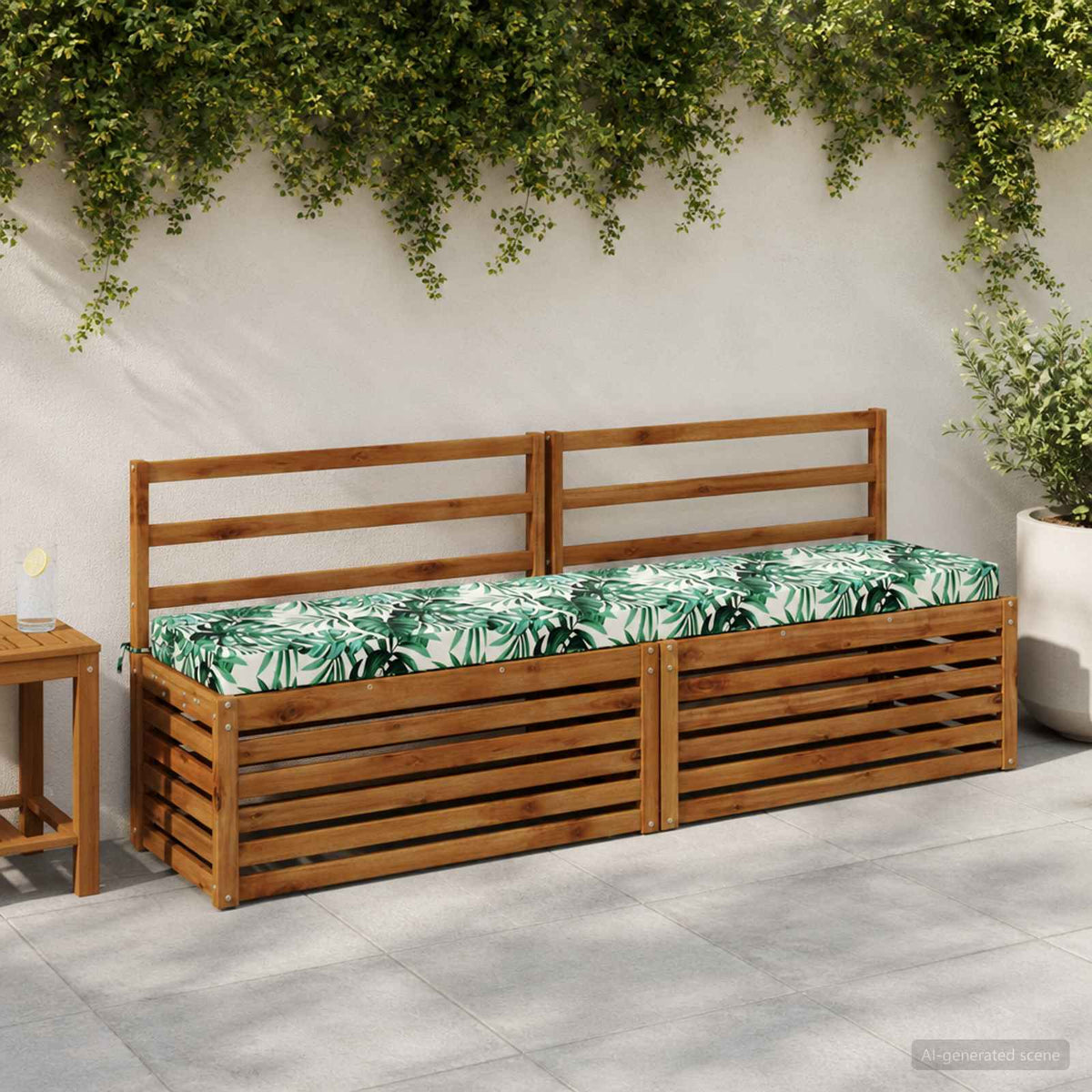 Bench Cushions SOEST 2 pcs 100% Polyester Leaf Pattern