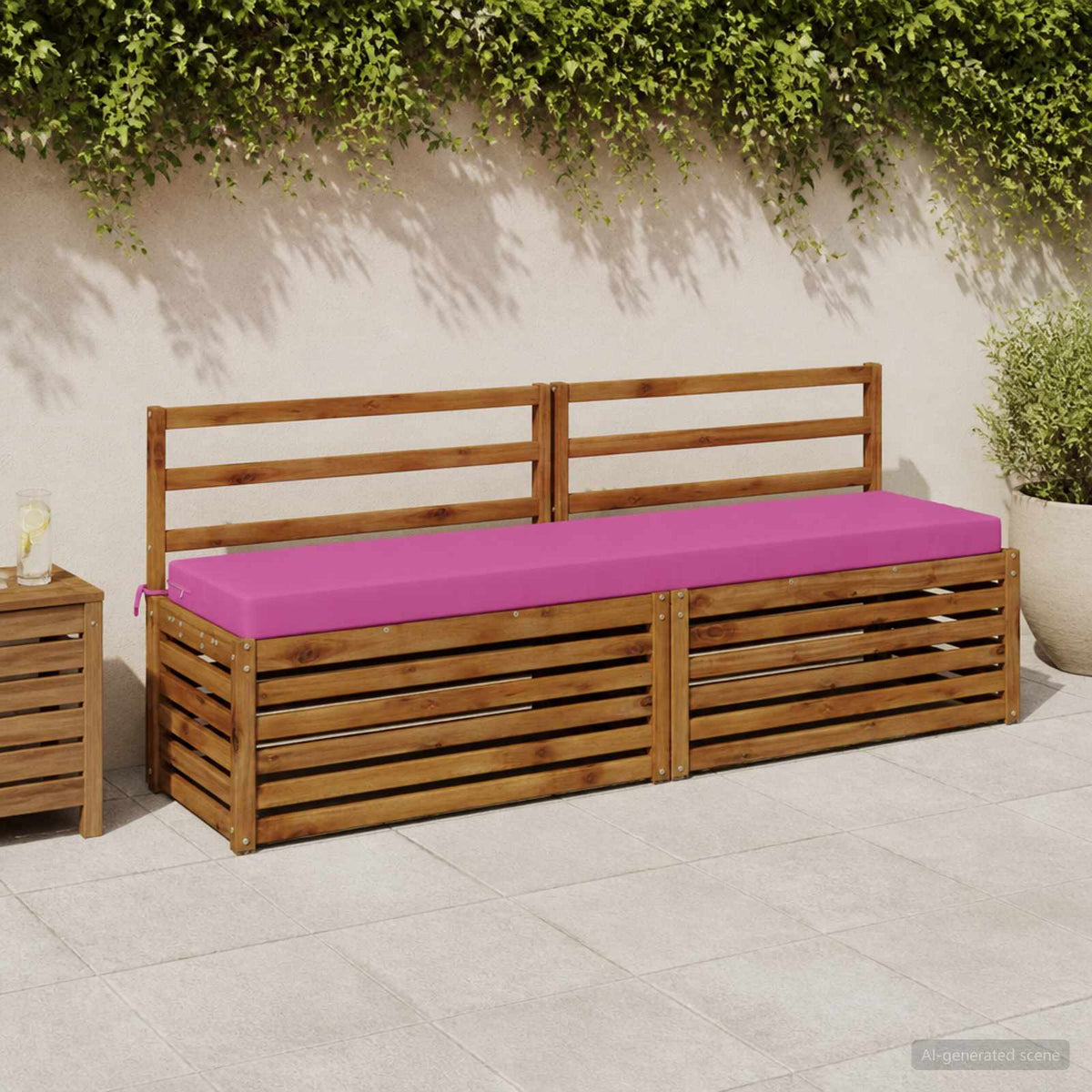 Bench Cushion SOEST 100% Polyester Pink 200 x 40 x 8 cm