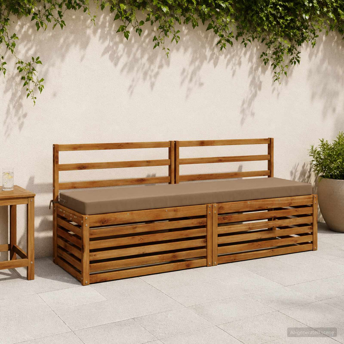Bench Cushion SOEST 100% Polyester Taupe 200 x 40 x 8 cm