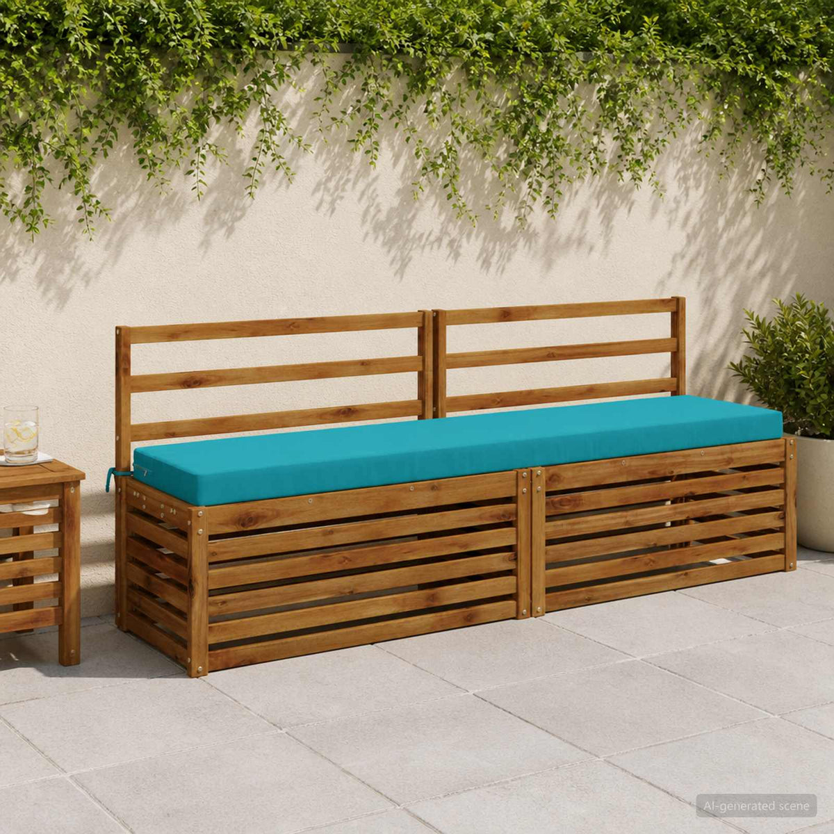 2-Piece Bench Cushions SOEST 2 pcs 100% Polyester Turquoise