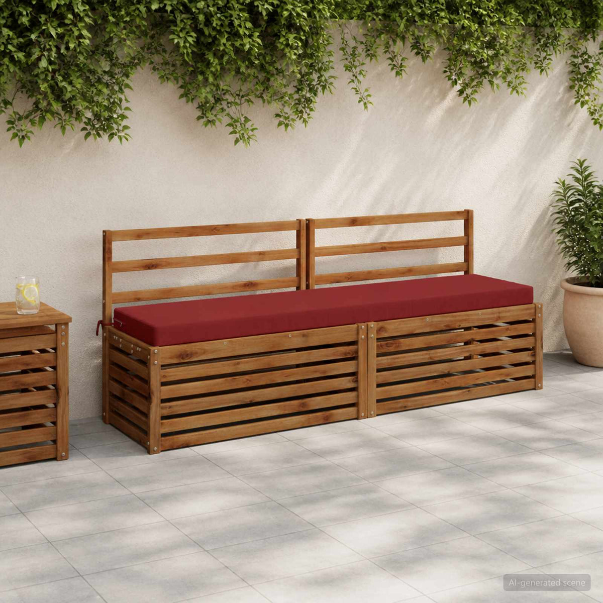 Bench Cushion SOEST 100% Polyester Wine Red 200 x 40 x 8 cm