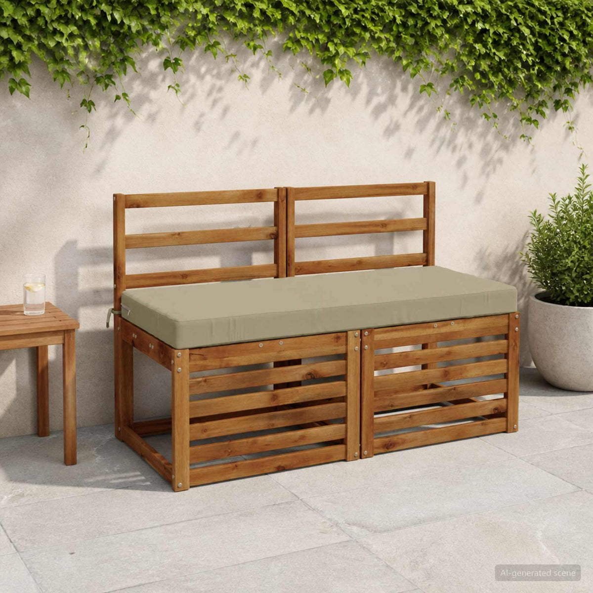 Bench Cushion SOEST 100% Polyester Light Green 120 x 50 x 8 cm