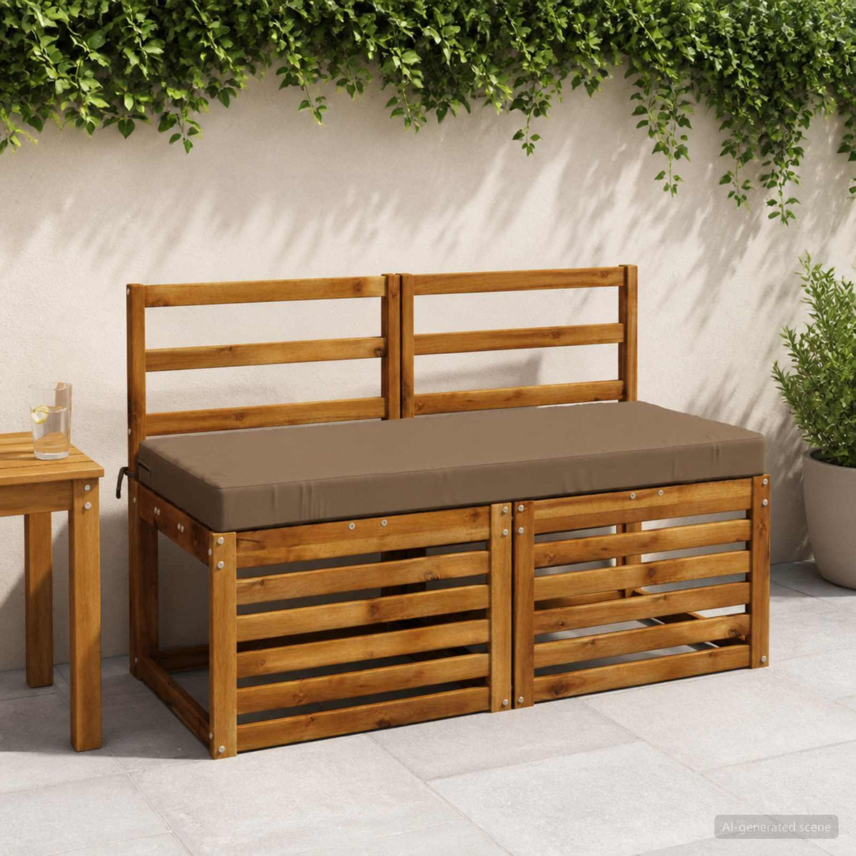 Bench Cushion SOEST 100% Polyester Taupe 120 x 50 x 8 cm