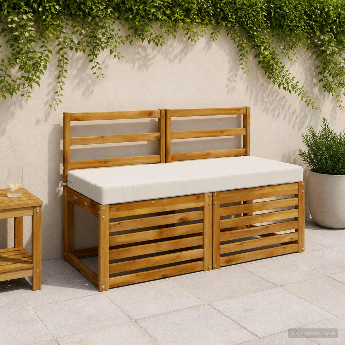 2-Piece Bench Cushions SOEST 2 pcs 100% Polyester White