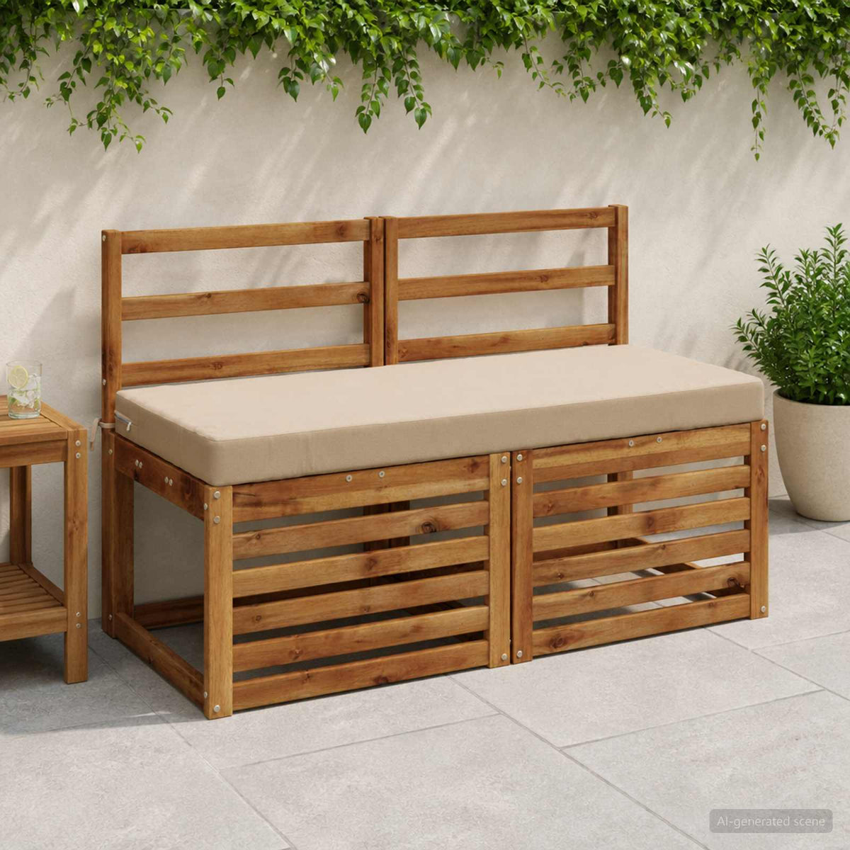 Bench Cushion SOEST 100% Polyester Sand 120 x 50 x 8 cm