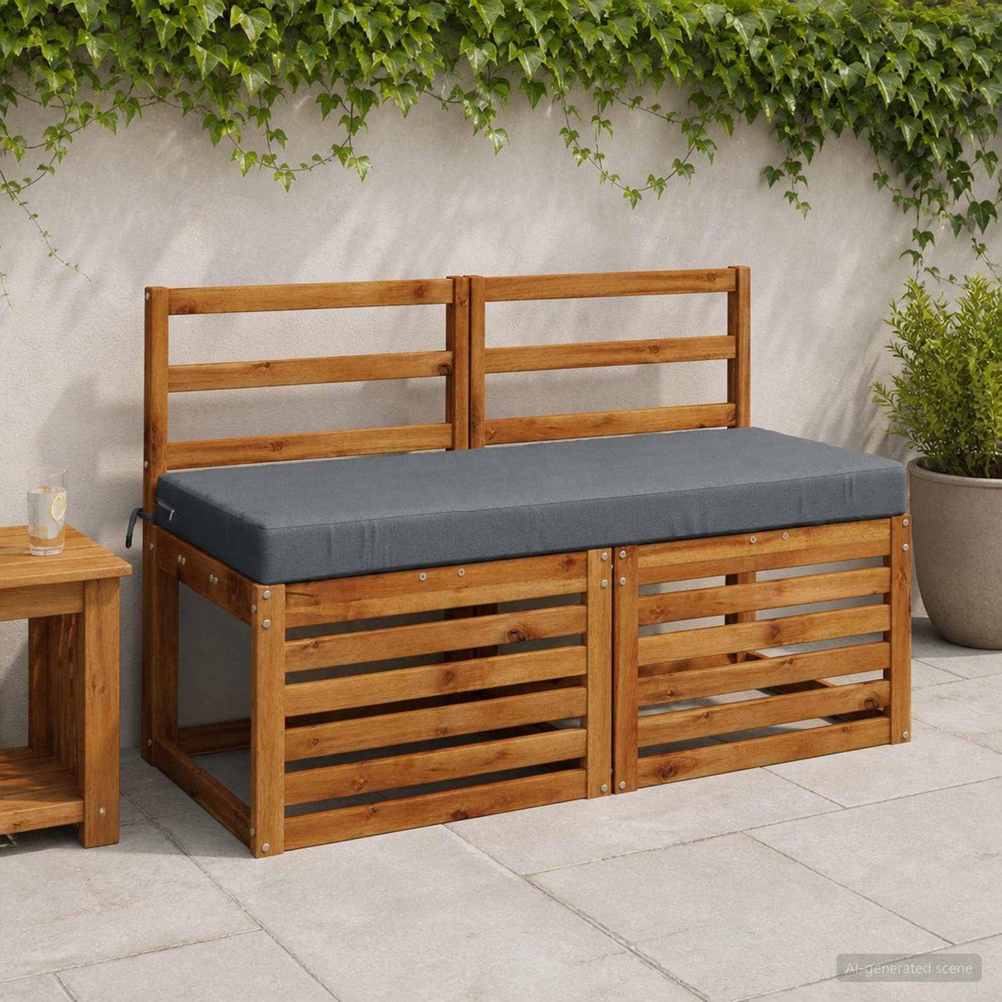 Bench Cushion SOEST 100% Polyester Blue 110 x 50 x 8 cm