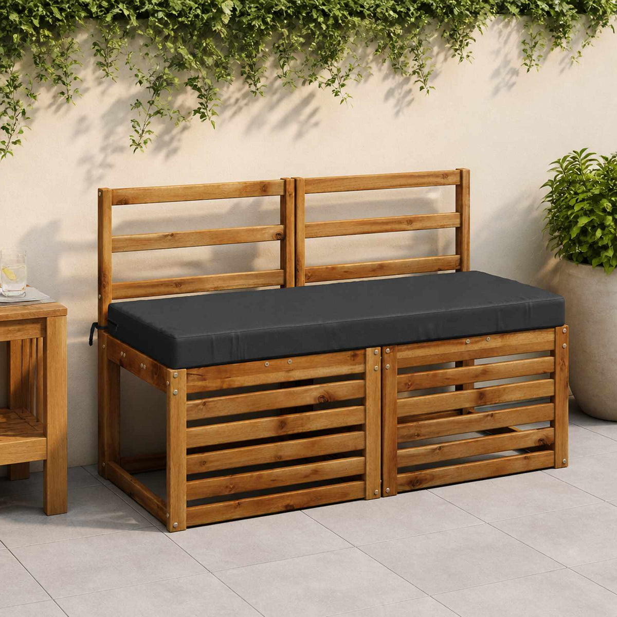 Bench Cushion SOEST 100% Polyester Dark Blue 110 x 50 x 8 cm