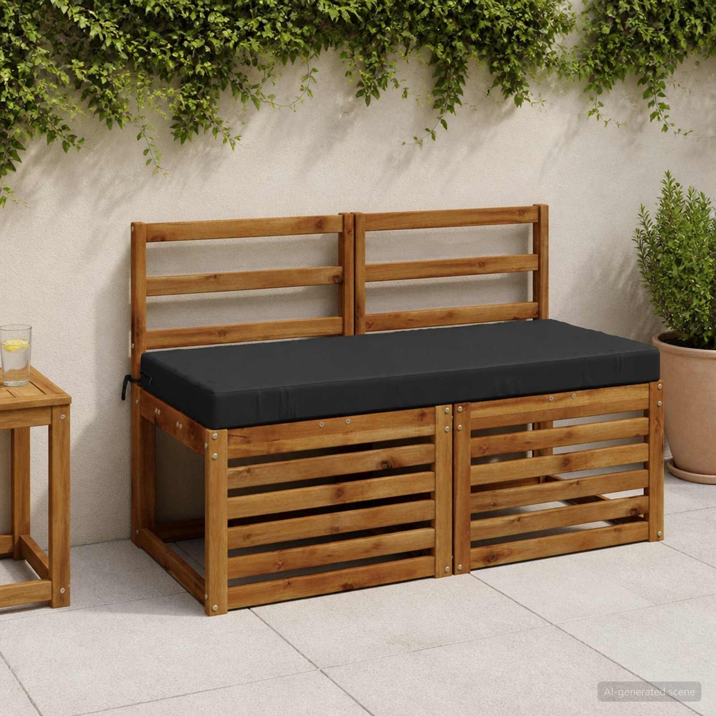 Bench Cushion SOEST 100% Polyester Dark Blue 120 x 50 x 8 cm