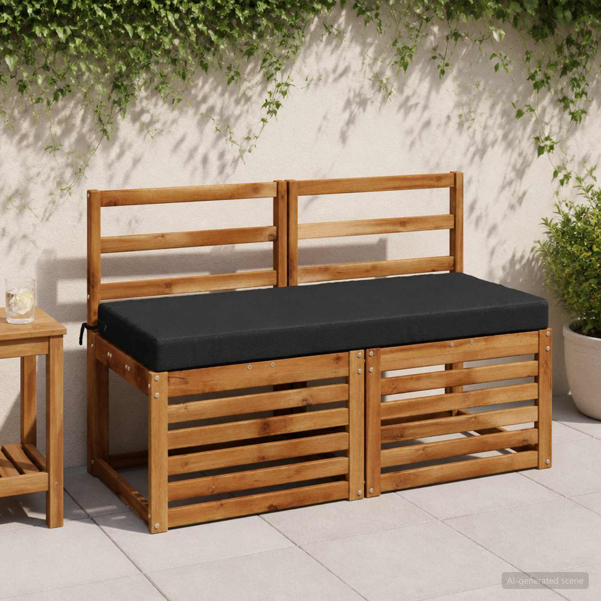 Bench Cushion SOEST 100% Polyester Black 110 x 50 x 8 cm