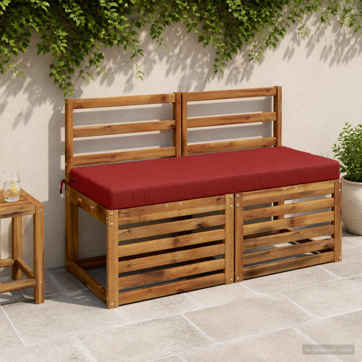 Bench Cushions SOEST 2 pcs 100% Polyester Red 120 x 50 x 8 cm