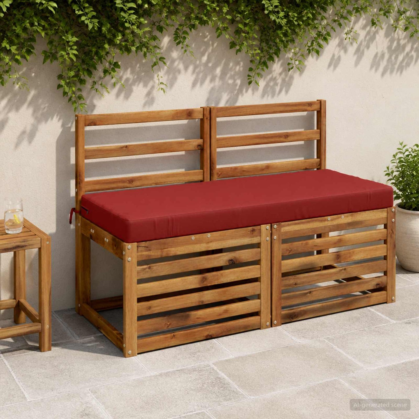 Bench Cushion SOEST 100% Polyester Red 110 x 50 x 8 cm