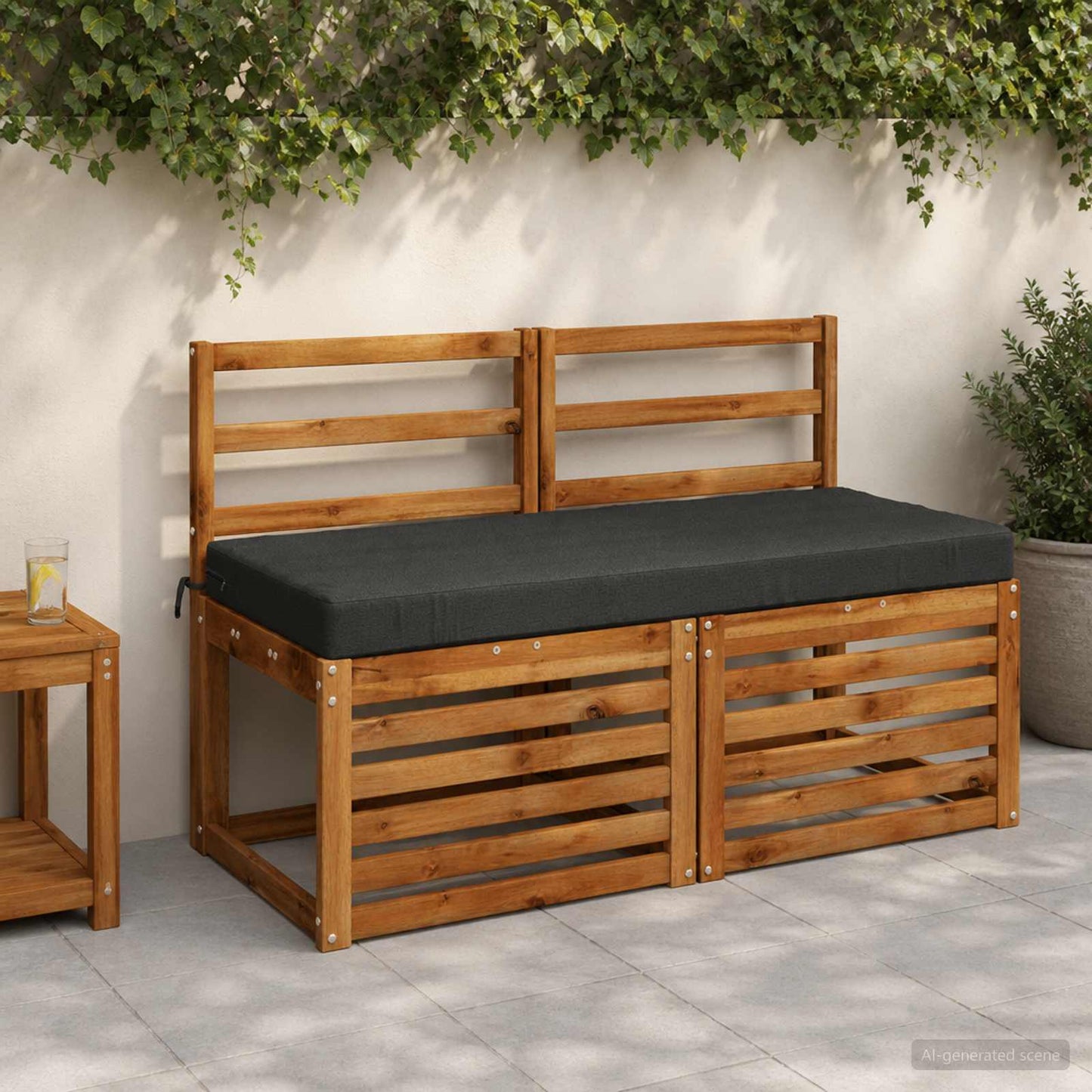 Bench Cushion SOEST 100% Polyester Anthracite 120 x 50 x 8 cm