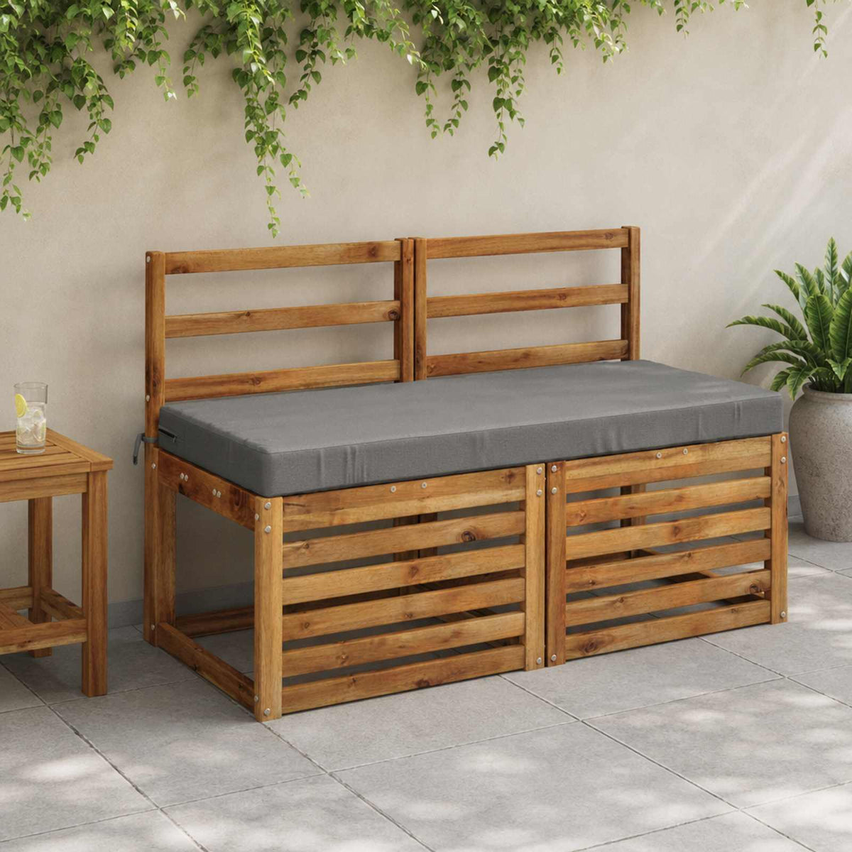 Bench Cushion SOEST 100% Polyester Grey 110 x 50 x 8 cm